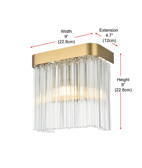 Elegant Lighting Harlow 1 Light Wall Sconce W9 Inch S4.7 Inch H9 Inch L1 Satin Gold in Satin Gold and Clear Finish Model: 1070W9SG