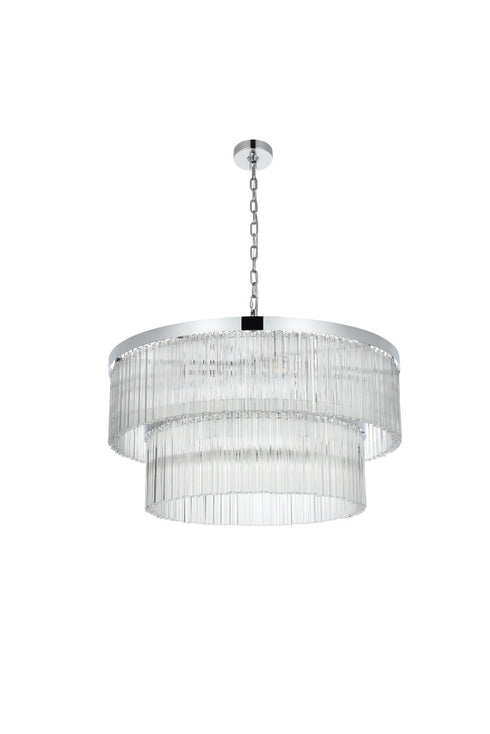 Elegant Lighting Harlow 14 Light Pendant D32 Inch H16.5 Inch L14 Chrome in Chrome and Clear Finish Model: 1070D32C