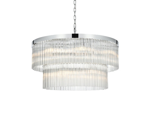 Elegant Lighting Harlow 14 Light Pendant D32 Inch H16.5 Inch L14 Chrome in Chrome and Clear Finish Model: 1070D32C