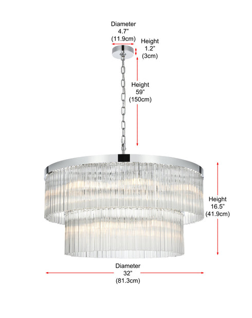 Elegant Lighting Harlow 14 Light Pendant D32 Inch H16.5 Inch L14 Chrome in Chrome and Clear Finish Model: 1070D32C