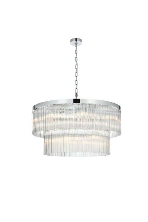 Elegant Lighting Harlow 14 Light Pendant D32 Inch H16.5 Inch L14 Chrome in Chrome and Clear Finish Model: 1070D32C