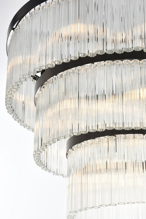 Elegant Lighting Harlow 18 Light Pendant D32 Inch H24 Inch L18 Black in Black and Clear Finish Model: 1070G32BK