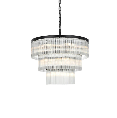 Elegant Lighting Harlow 18 Light Pendant D32 Inch H24 Inch L18 Black in Black and Clear Finish Model: 1070G32BK