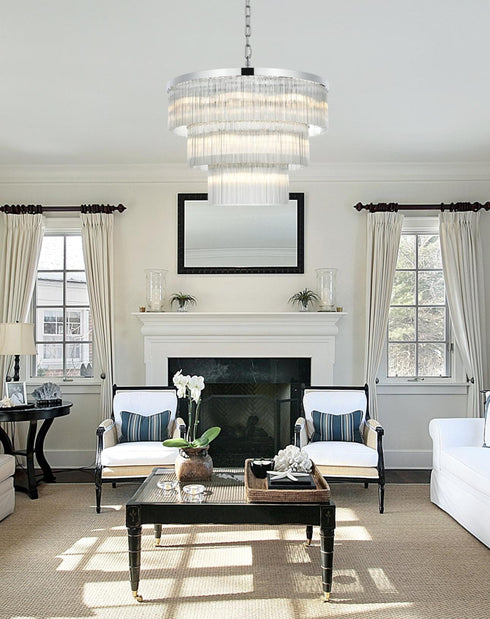 Elegant Lighting Harlow 18 Light Pendant D32 Inch H24 Inch L18 Chrome in Chrome and Clear Finish Model: 1070G32C