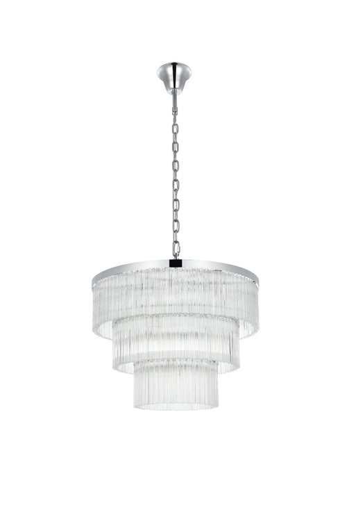 Elegant Lighting Harlow 18 Light Pendant D32 Inch H24 Inch L18 Chrome in Chrome and Clear Finish Model: 1070G32C