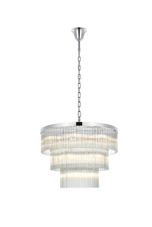Elegant Lighting Harlow 18 Light Pendant D32 Inch H24 Inch L18 Chrome in Chrome and Clear Finish Model: 1070G32C