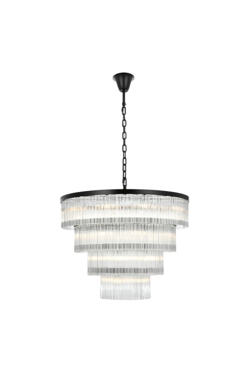 Elegant Lighting Harlow 28 Light Pendant D40 Inch H31 Inch L28 Black in Black and Clear Finish Model: 1070G40BK