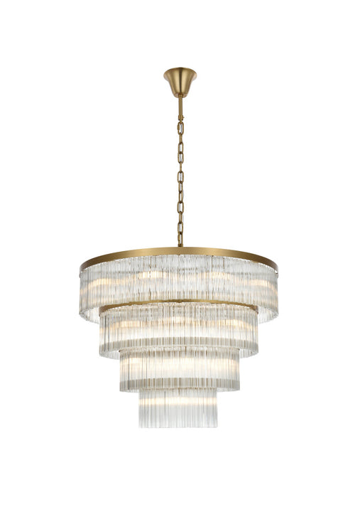 Elegant Lighting Harlow 28 Light Pendant D40 Inch H31 Inch L28 Satin Gold in Satin Gold and Clear Finish Model: 1070G40SG