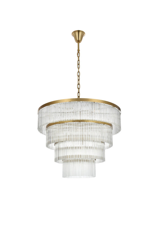 Elegant Lighting Harlow 28 Light Pendant D40 Inch H31 Inch L28 Satin Gold in Satin Gold and Clear Finish Model: 1070G40SG