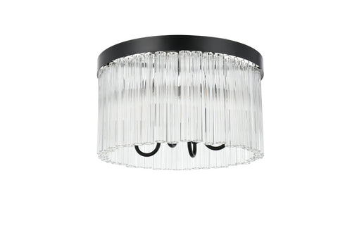 Elegant Lighting Harlow 4 Light Flush Mount D16 Inch H10 Inch L4 Black in Black and Clear Finish Model: 1070F16BK