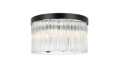 Elegant Lighting Harlow 4 Light Flush Mount D16 Inch H10 Inch L4 Black in Black and Clear Finish Model: 1070F16BK