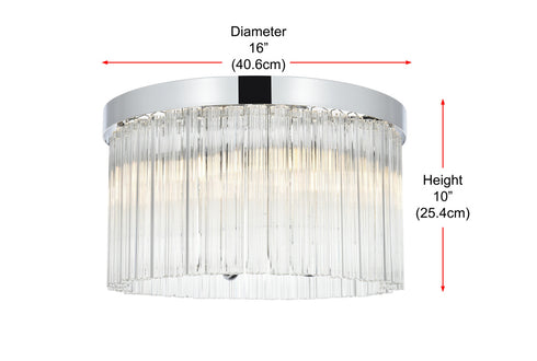 Elegant Lighting Harlow 4 Light Flush Mount D16 Inch H10 Inch L4 Chrome in Chrome and Clear Finish Model: 1070F16C