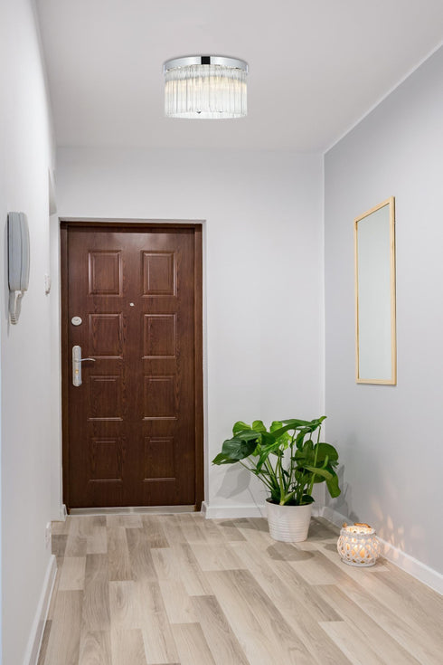 Elegant Lighting Harlow 4 Light Flush Mount D16 Inch H10 Inch L4 Chrome in Chrome and Clear Finish Model: 1070F16C