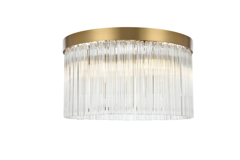 Elegant Lighting Harlow 4 Light Flush Mount D16 Inch H10 Inch L4 Satin Gold in Satin Gold and Clear Finish Model: 1070F16SG