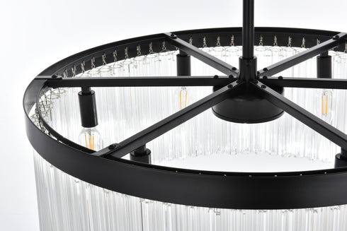 Elegant Lighting Harlow 6 Light Pendant D24 Inch H9 Inch L6 Black in Black and Clear Finish Model: 1070D24BK
