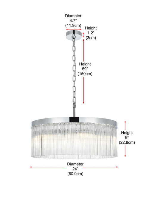 Elegant Lighting Harlow 6 Light Pendant D24 Inch H9 Inch L6 Chrome in Chrome and Clear Finish Model: 1070D24C