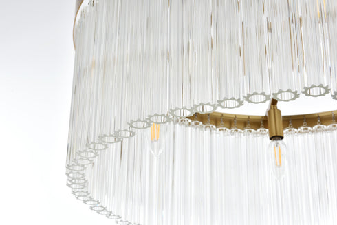 Elegant Lighting Harlow 6 Light Pendant D24 Inch H9 Inch L6 Satin Gold in Satin Gold and Clear Finish Model: 1070D24SG