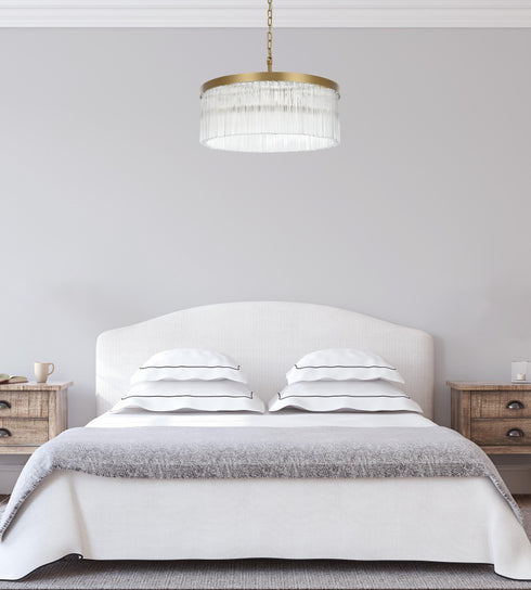 Elegant Lighting Harlow 6 Light Pendant D24 Inch H9 Inch L6 Satin Gold in Satin Gold and Clear Finish Model: 1070D24SG