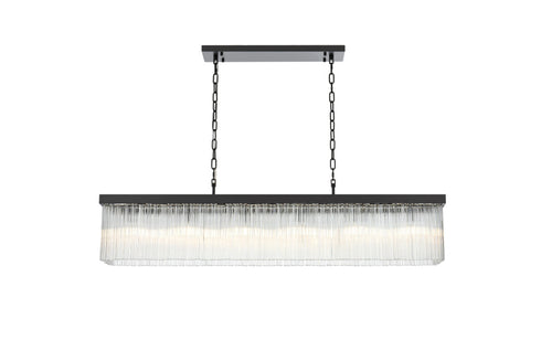 Elegant Lighting Harlow 6 Light Pendant L49 Inch 8 Inch H9 Inch L6 Black in Black and Clear Finish Model: 1070G49BK