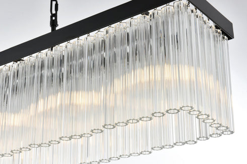 Elegant Lighting Harlow 6 Light Pendant L49 Inch 8 Inch H9 Inch L6 Black in Black and Clear Finish Model: 1070G49BK