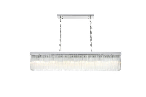 Elegant Lighting Harlow 6 Light Pendant L49 Inch 8 Inch H9 Inch L6 Chrome in Chrome and Clear Finish Model: 1070G49C