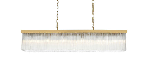 Elegant Lighting Harlow 6 Light Pendant L49 Inch 8 Inch H9 Inch L6 Satin Gold in Satin Gold and Clear Finish Model: 1070G49SG