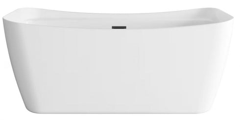 Elegant Lighting Harrieta 59 inch Soaking Bathtub in Glossy White with Brushed Gold Trim Model: BT10459GW-BGD