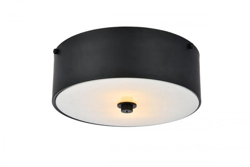 Elegant Lighting Hazen 2 light 12 inch Flat Black flush mount in Flat Black and White Finish Model: LD6024