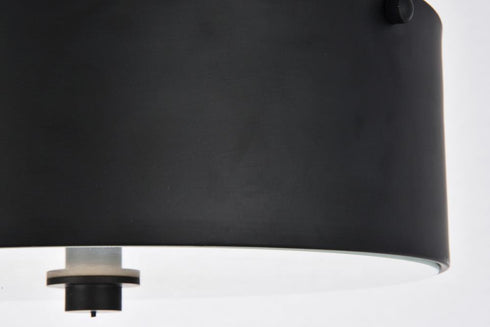 Elegant Lighting Hazen 2 light 12 inch Flat Black flush mount in Flat Black and White Finish Model: LD6024