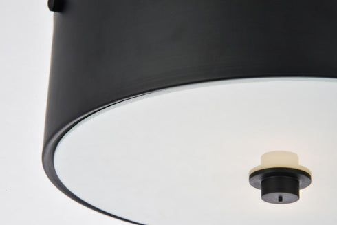 Elegant Lighting Hazen 2 light 12 inch Flat Black flush mount in Flat Black and White Finish Model: LD6024