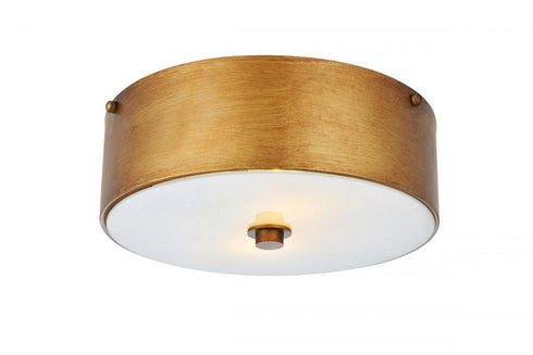 Elegant Lighting Hazen 2 light 12 inch Vintage Gold flush mount in Vintage Gold and White Finish Model: LD6022