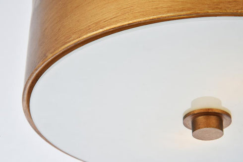 Elegant Lighting Hazen 2 light 12 inch Vintage Gold flush mount in Vintage Gold and White Finish Model: LD6022