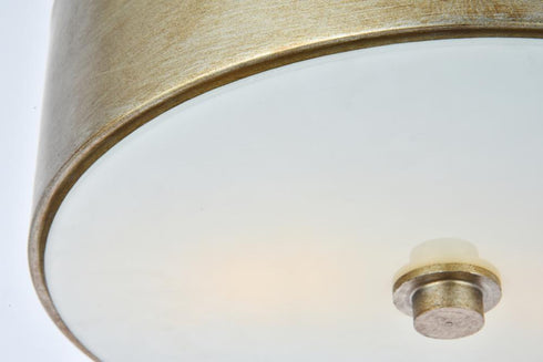 Elegant Lighting Hazen 2 light 12 inch Vintage Silver flush mount in Vintage Silver and White Finish Model: LD6023