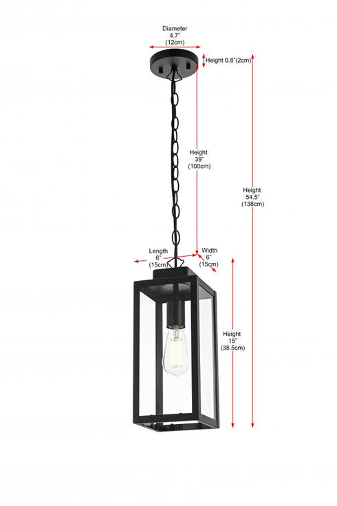 Elegant Lighting Hilton 7 inch Outdoor Pendant in Black Model: OD330H15BK