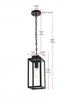 Elegant Lighting Hilton 7 inch Outdoor Pendant in Black Model: OD330H15BK