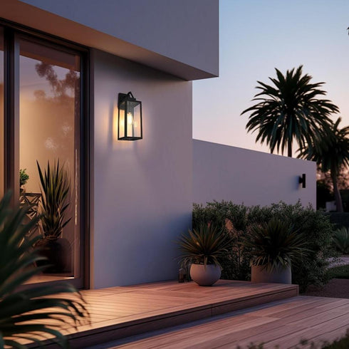 Elegant Lighting Hilton 7 inch Outdoor Pendant in Black Model: OD330W18BK