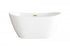 Elegant Lighting Ines 59 inch Soaking Bathtub in Glossy White with Brushed Gold Trim Model: BT10354GW-BGD