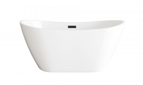 Elegant Lighting Ines 59 inch Soaking Bathtub in Glossy White with Brushed Gold Trim Model: BT10354GW-BGD