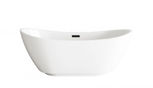 Elegant Lighting Ines 62 inch Soaking Bathtub in Glossy White with Brushed Gold Trim Model: BT10362GW-BGD