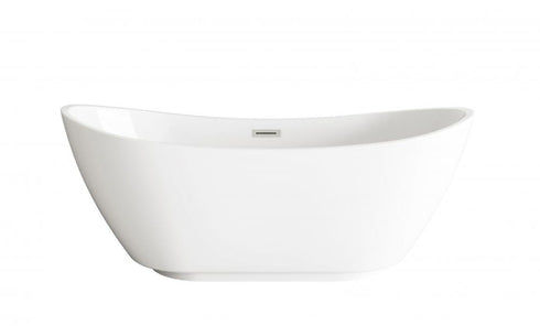 Elegant Lighting Ines 62 inch Soaking Bathtub in Glossy White with Brushed Gold Trim Model: BT10362GW-BGD