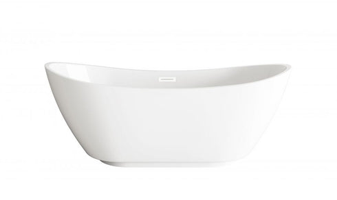 Elegant Lighting Ines 62 inch Soaking Bathtub in Glossy White with Brushed Gold Trim Model: BT10362GW-BGD