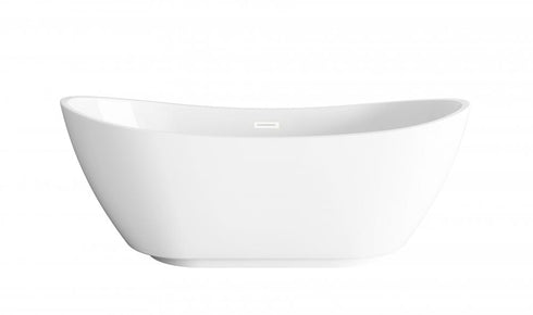 Elegant Lighting Ines 67 inch Soaking Bathtub in Glossy White with Brushed Gold Trim Model: BT10367GW-BGD