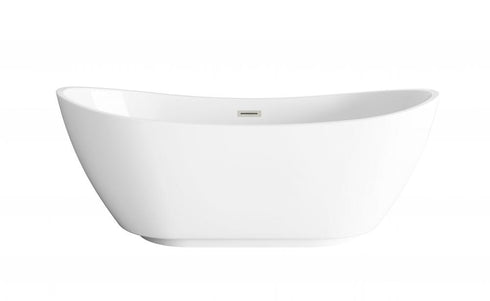 Elegant Lighting Ines 67 inch Soaking Bathtub in Glossy White with Brushed Gold Trim Model: BT10367GW-BGD