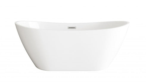 Elegant Lighting Ines 72 inch Soaking Bathtub in Glossy White with Brushed Gold Trim Model: BT10372GW-BGD