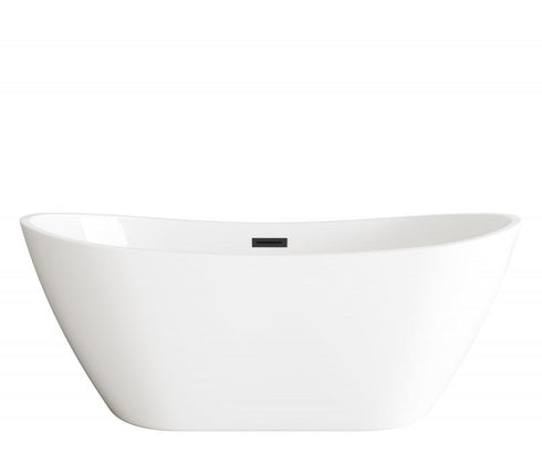 Elegant Lighting Ines 72 inch Soaking Bathtub in Glossy White with Brushed Gold Trim Model: BT10372GW-BGD