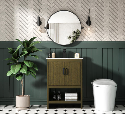 Elegant Lighting Ira Vanity Cabinet 2Dr W24 Inch xD19 Inch xH34 Inch in Chestnut Brown Model: VF25224MCB