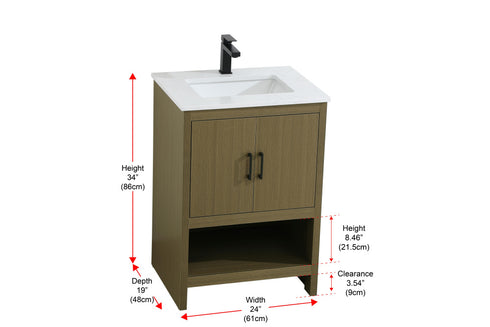Elegant Lighting Ira Vanity Cabinet 2Dr W24 Inch xD19 Inch xH34 Inch in Chestnut Brown Model: VF25224MCB