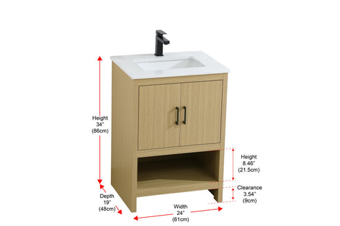 Elegant Lighting Ira Vanity Cabinet 2Dr W24 Inch xD19 Inch xH34 Inch in Honey Brown Model: VF25224MHB