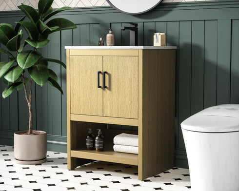 Elegant Lighting Ira Vanity Cabinet 2Dr W24 Inch xD19 Inch xH34 Inch in Honey Brown Model: VF25224MHB