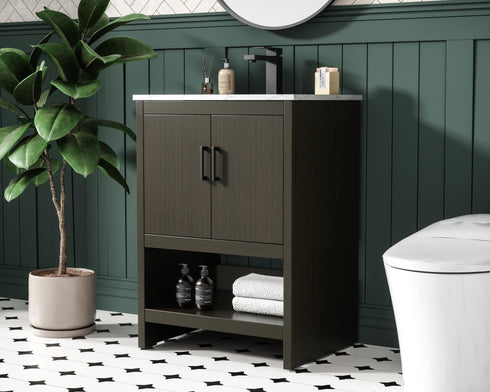 Elegant Lighting Ira Vanity Cabinet 2Dr W24 Inch xD19 Inch xH34 Inch in Mocha Brown Model: VF25224MMB